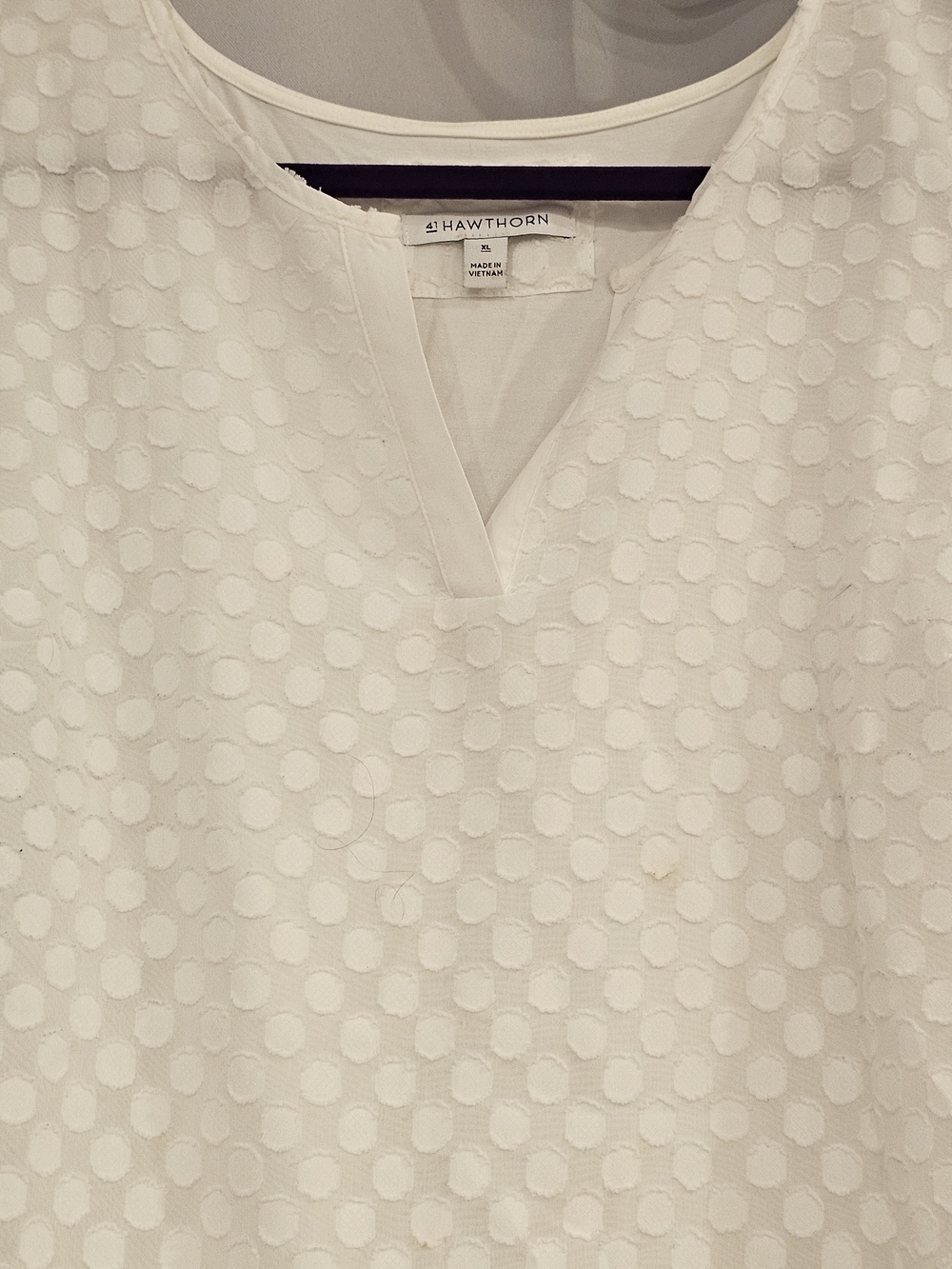 41 Hawthorn White Textured Dot V-Neck Blouse
